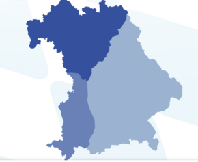 Bayernkarte in Verschiedenen Blautönen